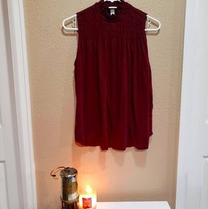 Scrunched Top High Neck Blouse